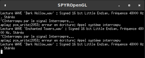 Terminal avec les musiques